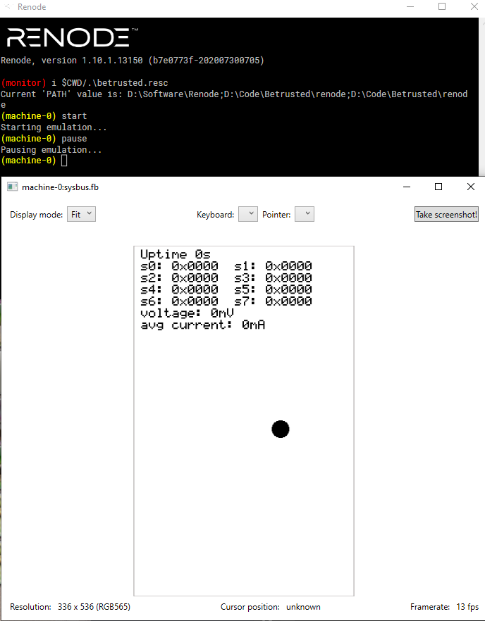 Renode running the Betrusted validation firmware